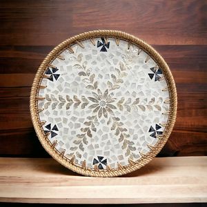 ถาดหวายลายไม่ซ้ำใคร งานแฮนด์เมดสไตล์มินิมอล ใช้สำหรับเสิร์ฟขนมและชา มีจำหน่ายจากอินเดีย โดย UO - Product Image 2