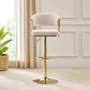 High Back <b>Adjustable</b> PU Leather <b>Bar</b> Chair Brown White Color Counter Height <b>Stool</b> Metal Base Contemporary Design Commercial Use - Product Image 5
