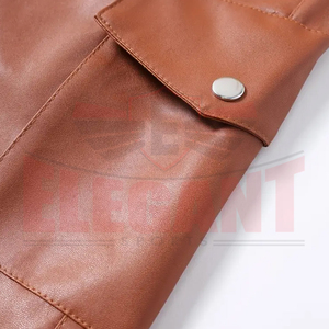 Shorts en cuir marron de couleur unie, ajustables, coupe ample, extensibles, qualité supérieure, vêtements de mode entièrement personnalisés, fabriqués au Pakistan - Product Image 4