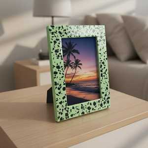 Eloria Luxe Abstract Resin <b>Frame</b> Exclusive Handcrafted Picture Display with <b>Black</b> & White Inlay Artwork, Custom Size & Modern - Product Image 1
