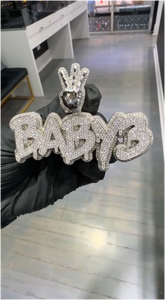 Colgante de Letra Personalizado con Moissanita, Joyería Hip Hop Iced Out, Colgante de Plata Esterlina 925 con Cadena de Moissanita - Product Image 2