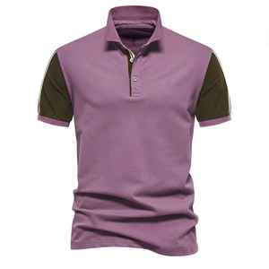 เสื้อโปโลชาย แขนสั้น สีตัดกัน เสื้อโปโลใหม่ เสื้อผ้าฝ้าย สตรีทแวร์ เสื้อโปโลลำลอง - Product Image 4