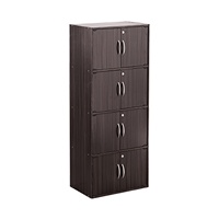Armoire de rangement moderne à 4 portes en panneaux de bois stratifié couleur Cappuccino, style minimaliste, avec serrure, pour bureau à domicile ou organisateur de casier