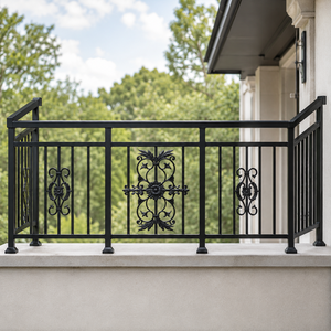 Barandilla Decorativa Moderna de Aluminio Negro para Balcón, Pasamanos con Adornos, Barandilla de Seguridad para Terraza, Porche, Villa, Panel Exterior - Product Image 1