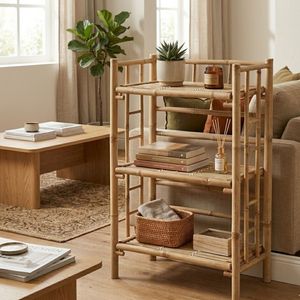 3-Tier Bamboo Shelf Organizer Natural Storage <b>Shelving</b> Unit Eco-Friendly Home Furniture Made in Vietnam - Product Image 4
