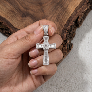 Custom Hip Hop <b>Cross</b> Pendant 925 Silver Iced Out Baguette Moissanite <b>Men</b>’s Religious <b>Necklace</b> Wholesale Jewelry - Product Image 3
