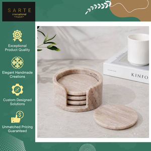 High Quality Premium Home Decor Table Accessory Luxury Natural <b>Marble</b> <b>Coaster</b> Set with Holder Handmade Round Drink <b>Coasters</b> - Product Image 2