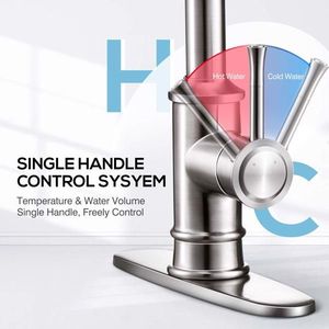 Rubinetto da Cucina Monocomando con Doccetta Estraibile a 3 Modalità, Finitura Nichel Spazzolato, Montaggio su Piano a 1 o 3 Fori - Product Image 4