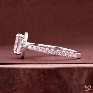 3CT <b>Cushion</b> Cut Lab Grown Diamond Halo <b>Ring</b> IGI Certified Pave Band 10K White Gold Engagement <b>Ring</b> - Product Image 3