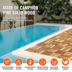 Set di 27 Piastrelle per Pavimento in Legno Massiccio Incastrabili 30x30 cm, Impermeabili, in Pino Canforato, per Tutte le Condizioni Atmosferiche, Pavimentazione per Patio Fai-da-Te, Modello DIY - Product Image 6