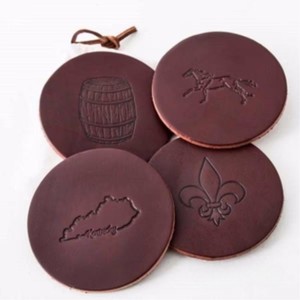Posavasos de Cuero Marrón Oscuro de Lujo al por Mayor, Resistentes y con Relieve, Juego de Portavasos para Decoración de Hogar, Bar y Restaurante - Product Image 1