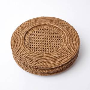 Bandeja de Servir de Ratán Disponible en Stock, Platos Redondos de Ratán Hechos a Mano de Primera Calidad para Presentación de Alimentos en Restaurantes - Product Image 1