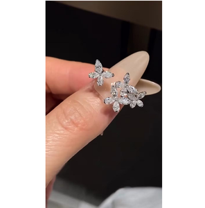 1.5CT Lab Grown Diamond Flower Earrings 14K White Gold Floral Stud Earrings Elegant Fine Jewelry Gift for Women - Product Image 1