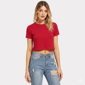 Custom Wholesale Womens Scoop Neck Short Sleeve T-Shirt Affordable Casual Slim Fit Tee Plain Basic <b>Top</b> for Ladies - Product Image 5