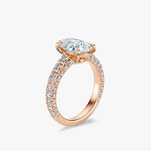 Anillo de Compromiso de Oro de 14K con Diamante Corte Pera de 3.50 CTW, Banda Pavé, Diamante Cultivado en Laboratorio, Joyería Fina - Product Image 4
