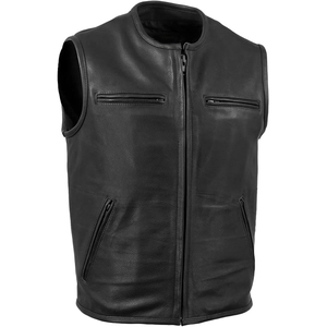 Chaleco de Motociclista de Cuero Genuino con Cuello en V Clásico para Hombre Samroz Sports, Transpirable, Anti-Pilling, Anti-Arrugas, de Secado Rápido - Product Image 1