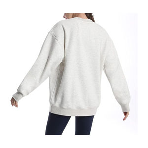 Sudadera Oversize de Cuello Redondo para Mujer, Color Liso, Hombros Caídos, Manga Larga, Tejido de Algodón, Top Casual para Otoño - Product Image 2