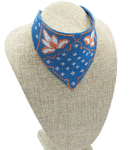 Collier ras-du-cou statement fait main pour femme en coton, orné de perles de rocaille et de perles de verre, bijoux de broderie - Product Image 3