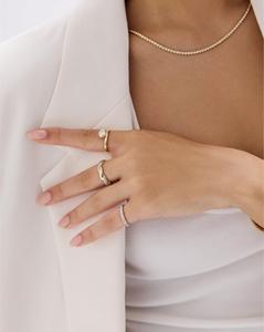 Oval Cut Lab Grown Diamond Solitaire Stackable <b>Rings</b> 2.2mm Bezel Set Minimalist <b>Dainty</b> Custom 14K Solid Gold Everyday Wear Bands - Product Image 6