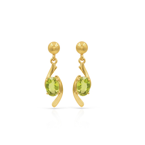 Pendientes Colgantes de Plata de Ley 925 con Peridoto Ovalado, Bañados en Oro, Diseño Artístico Curvo, con Piedras Preciosas - Product Image 3