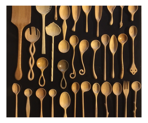 Wooden Flatware Set Minimalist Design Hand Polished Reusable <b>Spoons</b> Forks <b>Serving</b> Utensils Camping Outdoor Use - Product Image 1