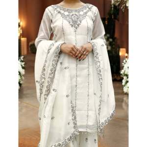 ชุดเสื้อท่อนบนและชุด Dupatta สำหรับผู้หญิงงานปาร์ตี้ดีไซน์เนอร์ - Product Image 4