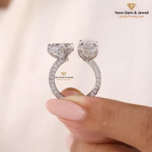 Bague de fiançailles en or massif 14 carats avec diamant CVD cultivé en laboratoire, taille poire et émeraude, 9,00 carats, couleur F, clarté VVS2, Toi et Moi, certifiée IGI - Product Image 4