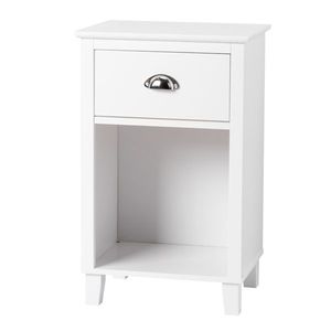 Comodino Moderno e Semplice in MDF Bianco Verniciato a Spruzzo, 40*30*63cm, con Gambe Alte e Due Cassetti, Arredamento per Camera da Letto - Product Image 2