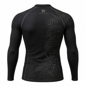 Men's Full Sleeve Rash Guard <b>Black</b> Raised Rubber Print Anti-Uv Breathable 220g Spandex Polyester Adult Swim <b>Shirt</b> - Product Image 2