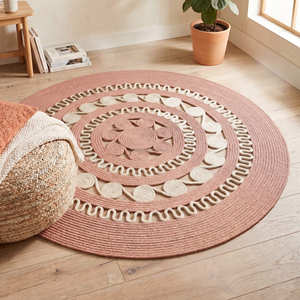 Alfombra Redonda de Cuerda de Algodón de Diseño con Pétalos Florales para Cuarto de Niños y Decoración Bohemia del Hogar - Product Image 4