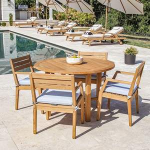 Silla de Jardín Moderna de Teca Sólida con Respaldo de Listones, Muebles de Comedor Resistentes para Exteriores, Más Vendida - Product Image 6