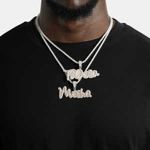 Collar con Colgante de Letra Personalizada y Cadena Tennis, Plata de Ley 925, Estilo Hip Hop - Product Image 1