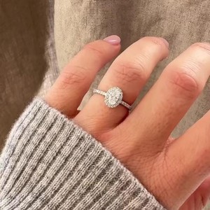 F VS Oval Cut CVD Diamond Engagement <b>Ring</b> Halo 14K 18K Real <b>Gold</b> Pave <b>Set</b> Wedding <b>Ring</b> Factory Price Custom Jewelry Supplier - Product Image 1