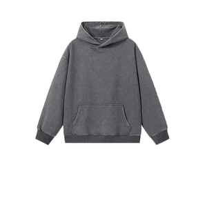Sweat-shirt à capuche surdimensionné pour homme, respirant, prix abordable, couleur unie, coton French Terry, pull décontracté avec poche avant - Product Image 1