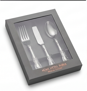 Ensemble de couverts en acier inoxydable à poignée gaufrée de style victorien, finition miroir, idéal pour les dîners raffinés à la maison et en cuisine - Product Image 4