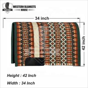 Tapis de selle d'équitation de dressage occidental lourd et confortables durables en laine de Nouvelle-Zélande avec rembourrage en coton pour les spectacles équestres - Product Image 5