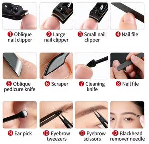 Kit de manucure portable en acier inoxydable 10 en 1 avec logo personnalisé, ensemble de manucure avec sac pour adultes, style classique - Product Image 4