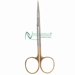 Juego de Tijeras Quirúrgicas Rectas Profesionales de 115 mm, Acero Inoxidable de Alta Calidad con Recubrimiento Dorado Parcial, Certificación CE - Product Image 1