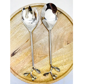 Ensemble de serveurs à salade en laiton, personnalisable, prix de gros, 2 couverts de luxe en laiton pour service à salade - Product Image 5