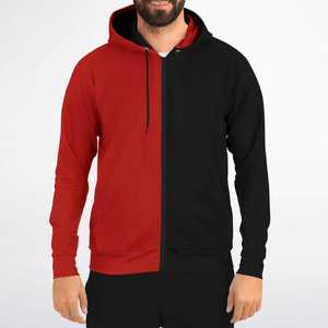 Sudadera con Capucha para Hombre, Color Rojo y Negro, con Cierre, Resistente al Viento, de Poliéster/Algodón, Corte Regular, Informal, Tejida para Invierno - Product Image 6