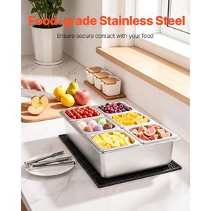 Bandeja de exhibición de alimentos de acero inoxidable para mostrador con rejilla refrigerada por hielo para buffet de ensaladas y condimentos - Product Image 2