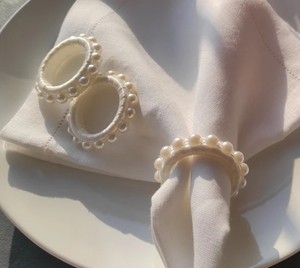 Napkin <b>Rings</b>, Pearl Bead Napkin <b>Ring</b>, Wedding Napkin <b>Ring</b>, Pearl Napkin <b>Holders</b>, <b>Hand</b> Beaded Ivory Pearl - Product Image 1