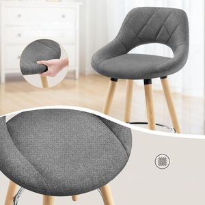 Modern Fabric Bar <b>Stool</b> with Curved Backrest, Solid <b>Wood</b> Counter Height Chair for Kitchen Island, Restaurant, Café & Home Bar - Product Image 5