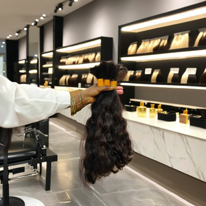 Cheveux humains vierges indiens naturels non tissés en vrac à cuticule alignée cheveux de l'Inde pleine tête brun donneur unique - Product Image 1