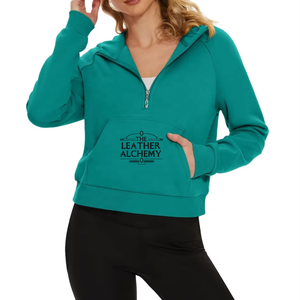 <b>Women</b> Half <b>Zip</b> Hoodie Premium Quality Soft Fleece Fabric Long Sleeve Casual Streetwear Fashion Pullover For Everyday Wear - Product Image 1