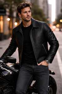 CLOVIX SPORTS Custom Made PU <b>Leather</b> <b>Jacket</b> for <b>Men</b> Eco-Friendly Waterproof Breathable Windproof Biker Style Winter <b>Jacket</b> - Product Image 3