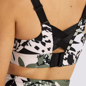 Comfortable Women Yoga Set Custom Front Logo Private Label Breathable Plaid 2-Piece Polyester/Nylon Gym Fitness Set - Product Image 5
