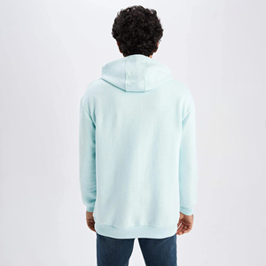 Sweat à capuche thermique décontracté pour homme, 100 % coton molletonné, logo brodé personnalisé, coupe ample, OEM - Product Image 2