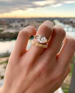 3 CT Marquise East West Lab Grown Diamond Half Bezel <b>Ring</b> 10K 14K 18K Solid Gold Solitaire Engagement <b>Ring</b> Wholesale Price OEM - Product Image 2