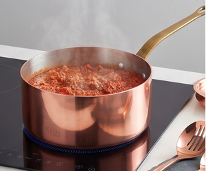 Copper Sauce <b>Pans</b> Set With Brass <b>Handles</b> Vintage Style Durable Metal Cookware For Gas And Induction Stoves Use - Product Image 6